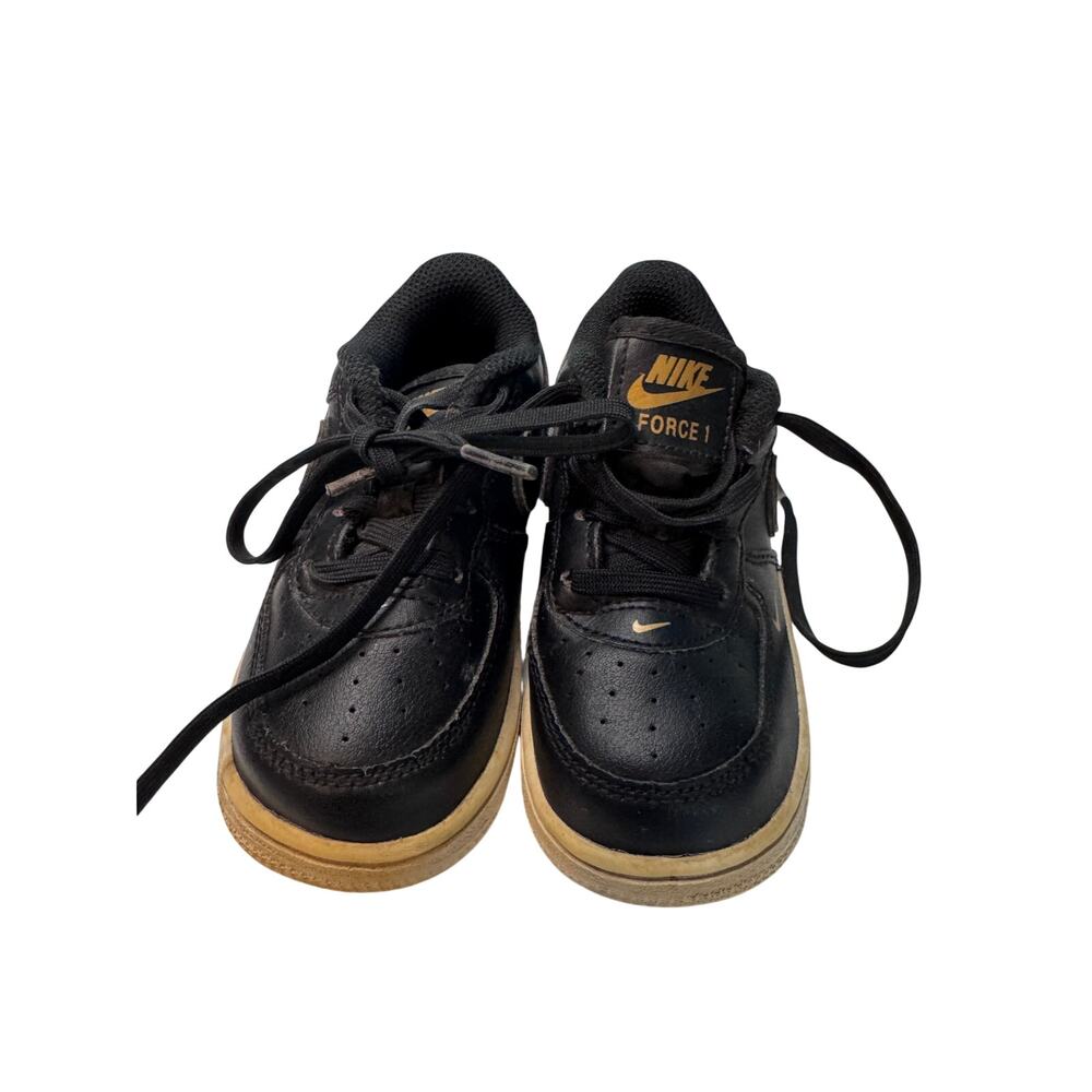 Nike Force 1 LE Toddler Shoes Black Metallic Gold DM3387-001 Size 7C Sneakers